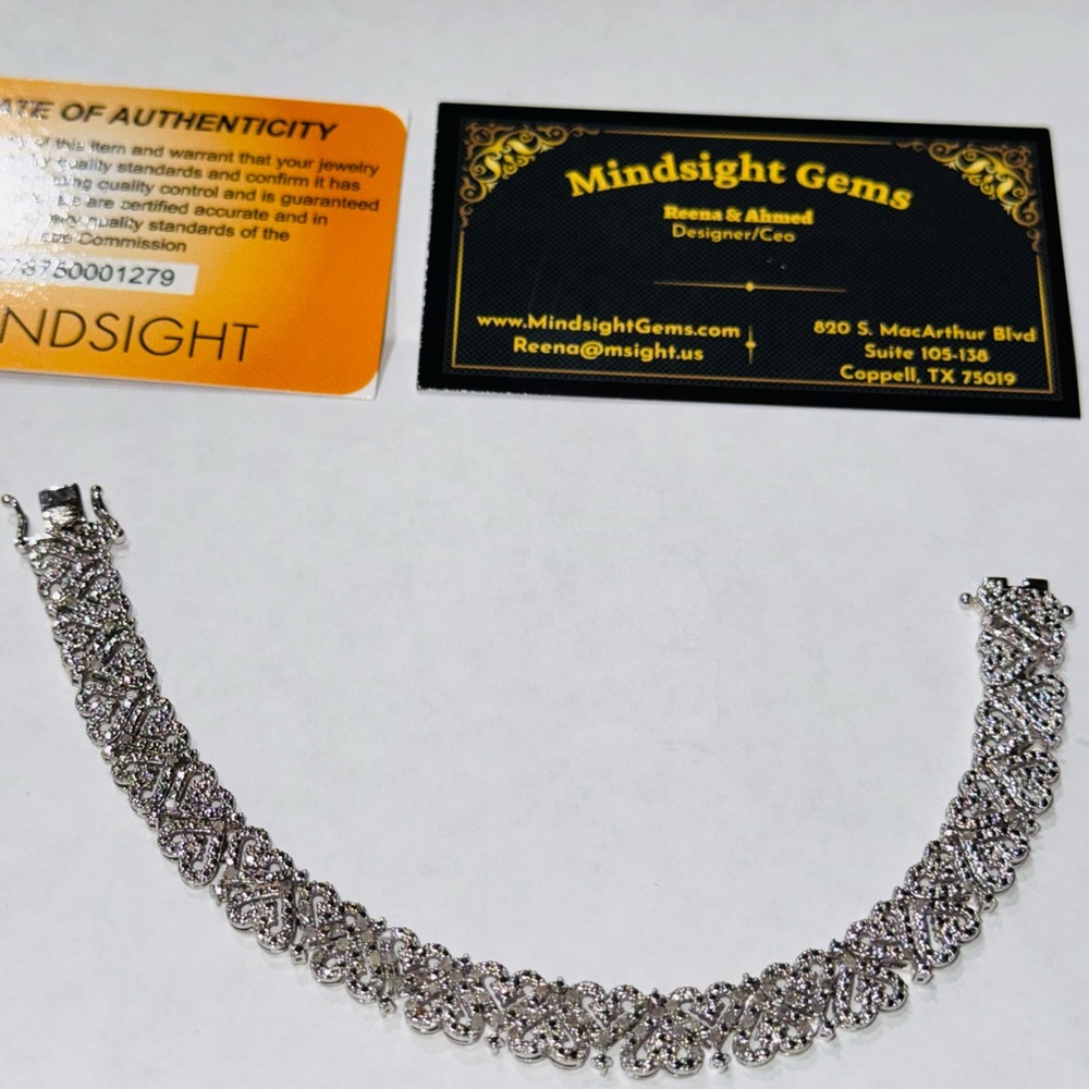 Real Diamond Heart Bracelet, Gift for her, Certificate of authenticity included - Picture 7 of 9